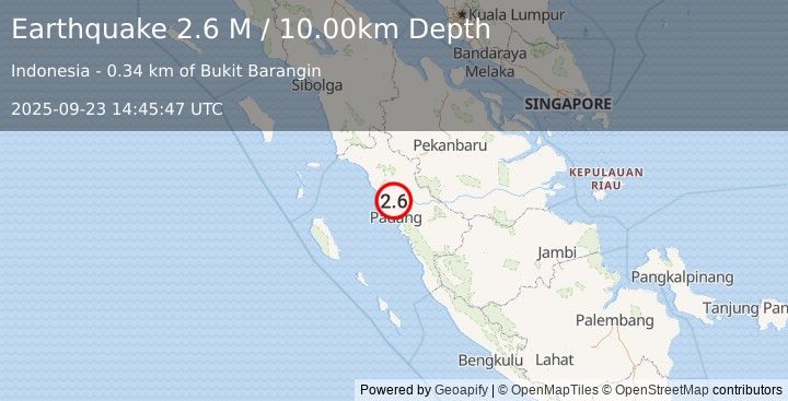 Earthquake Southern Sumatra, Indonesia (2.6 M) (2025-09-23 14:45:47 UTC)