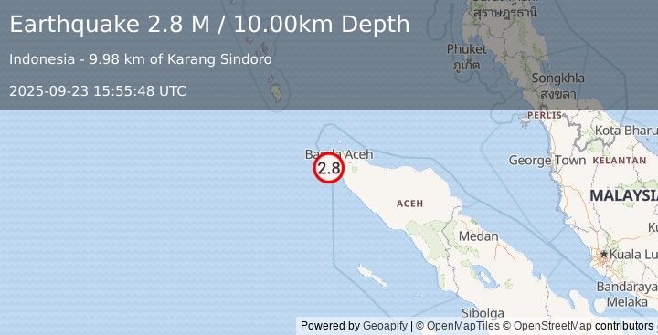Earthquake Northern Sumatra, Indonesia (2.8 M) (2025-09-23 15:55:48 UTC)