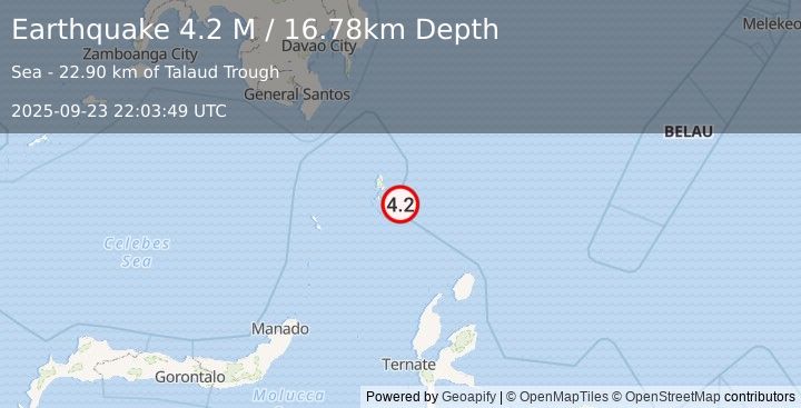Earthquake Talaud Islands, Indonesia (4.2 M) (2025-09-23 22:03:49 UTC)