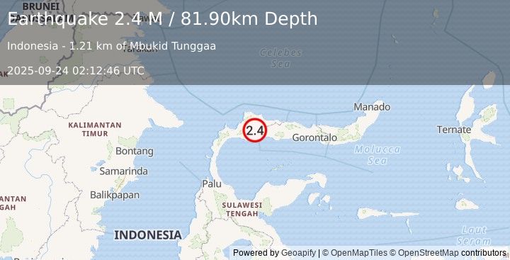 Earthquake Minahassa Peninsula, Sulawesi (2.4 M) (2025-09-24 02:12:46 UTC)
