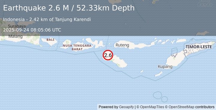Earthquake Sumba Region, Indonesia (2.6 M) (2025-09-24 08:05:06 UTC)