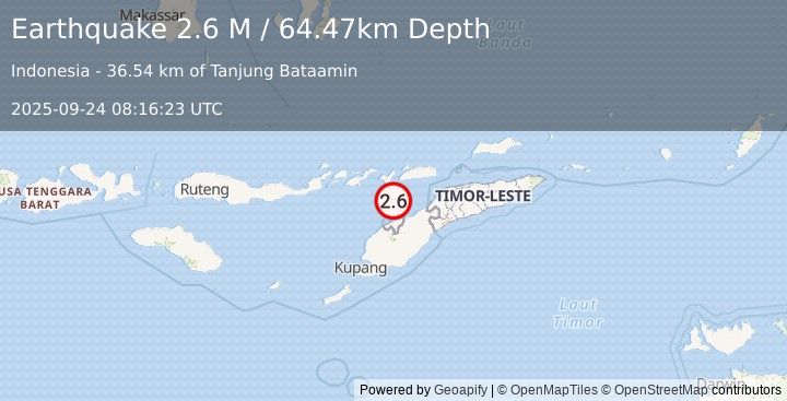 Earthquake Timor Region (2.6 M) (2025-09-24 08:16:23 UTC)