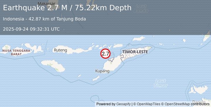 Earthquake Flores Region, Indonesia (2.7 M) (2025-09-24 09:32:31 UTC)