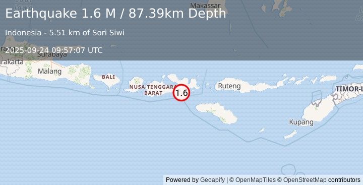 Earthquake Sumbawa Region, Indonesia (1.6 M) (2025-09-24 09:57:07 UTC)