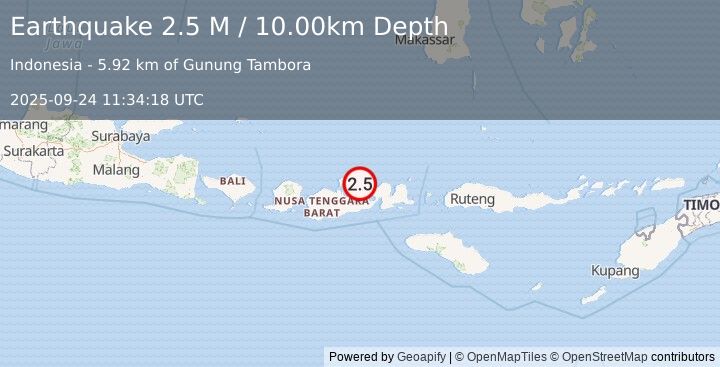 Earthquake Sumbawa Region, Indonesia (2.5 M) (2025-09-24 11:34:18 UTC)