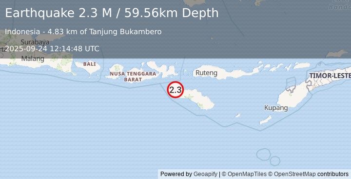 Earthquake Sumba Region, Indonesia (2.3 M) (2025-09-24 12:14:48 UTC)
