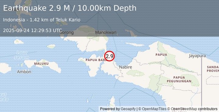 Earthquake West Papua Region, Indonesia (2.9 M) (2025-09-24 12:29:53 UTC)