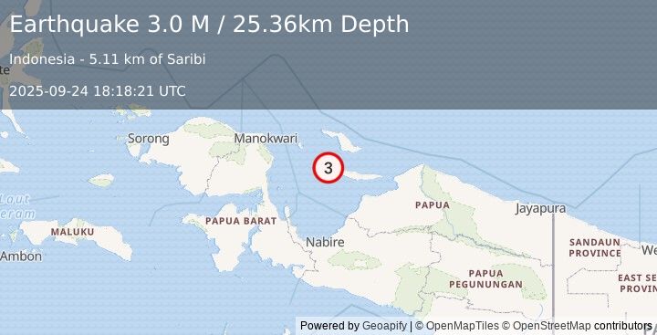 Earthquake West Papua Region, Indonesia (3.0 M) (2025-09-24 18:18:21 UTC)