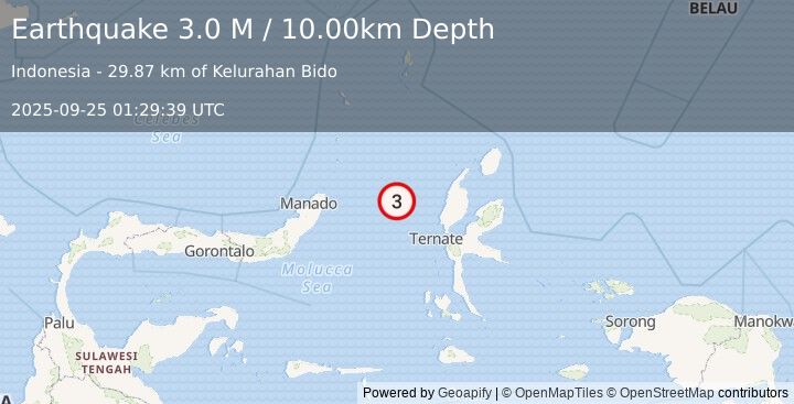 Earthquake Northern Molucca Sea (3.0 M) (2025-09-25 01:29:39 UTC)
