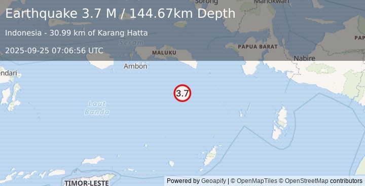 Earthquake Banda Sea (3.7 M) (2025-09-25 07:06:56 UTC)