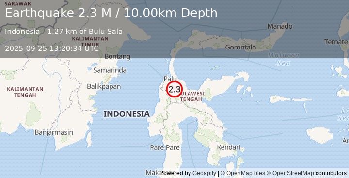 Earthquake Sulawesi, Indonesia (2.3 M) (2025-09-25 13:20:34 UTC)
