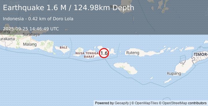 Earthquake Sumbawa Region, Indonesia (1.6 M) (2025-09-25 14:46:49 UTC)