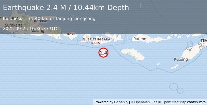 Earthquake Sumbawa Region, Indonesia (2.4 M) (2025-09-25 16:36:37 UTC)