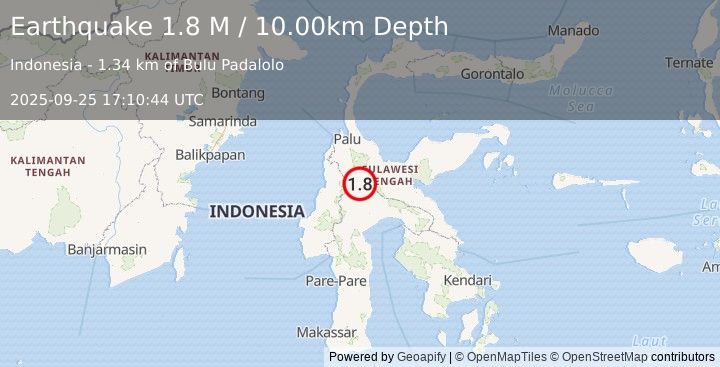 Earthquake Sulawesi, Indonesia (1.8 M) (2025-09-25 17:10:44 UTC)