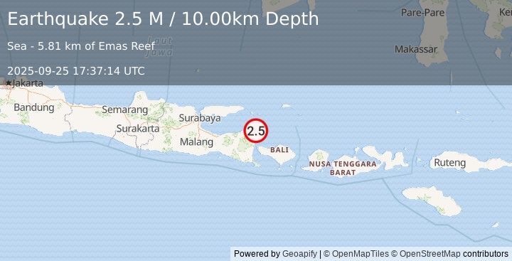 Earthquake Bali Sea (2.5 M) (2025-09-25 17:37:14 UTC)