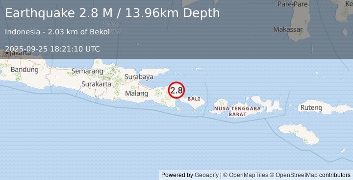 Earthquake Bali Sea (2.8 M) (2025-09-25 18:21:10 UTC)