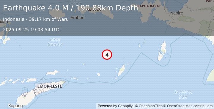 Earthquake Banda Sea (4.0 M) (2025-09-25 19:03:54 UTC)