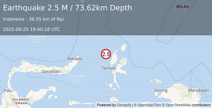 Earthquake Halmahera, Indonesia (2.5 M) (2025-09-25 19:40:18 UTC)