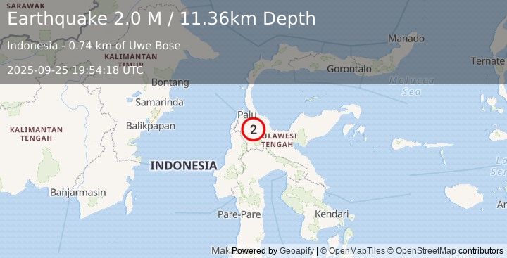 Earthquake Sulawesi, Indonesia (2.0 M) (2025-09-25 19:54:18 UTC)
