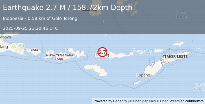 Earthquake Flores Region, Indonesia (2.7 M) (2025-09-25 21:20:46 UTC)