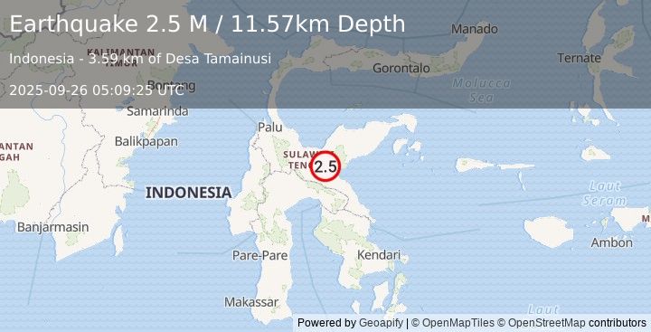 Earthquake Sulawesi, Indonesia (2.5 M) (2025-09-26 05:09:25 UTC)