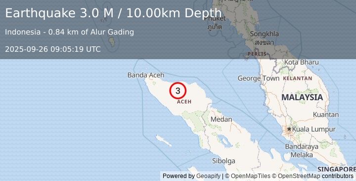 Earthquake Northern Sumatra, Indonesia (3.0 M) (2025-09-26 09:05:19 UTC)