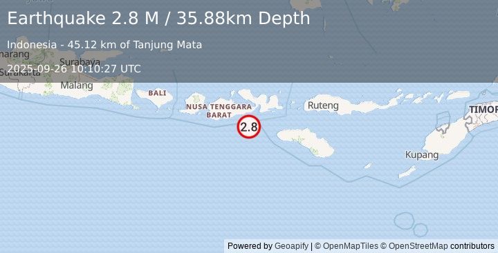 Earthquake Sumbawa Region, Indonesia (2.8 M) (2025-09-26 10:10:27 UTC)
