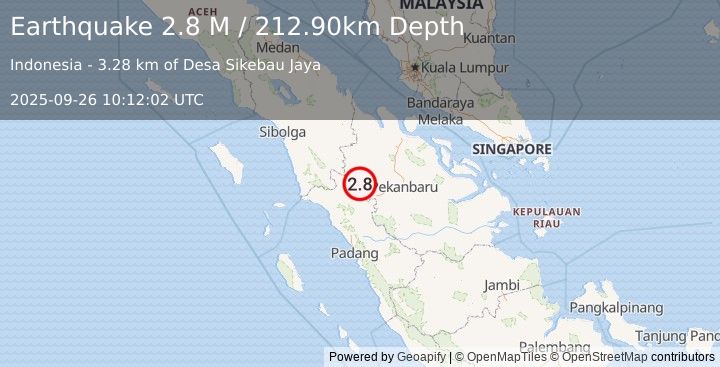 Earthquake Northern Sumatra, Indonesia (2.8 M) (2025-09-26 10:12:02 UTC)