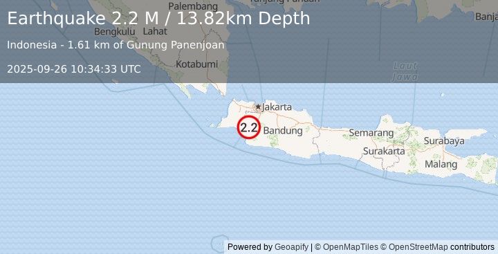 Earthquake Java, Indonesia (2.2 M) (2025-09-26 10:34:33 UTC)