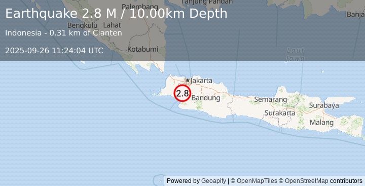 Earthquake Java, Indonesia (2.8 M) (2025-09-26 11:24:04 UTC)