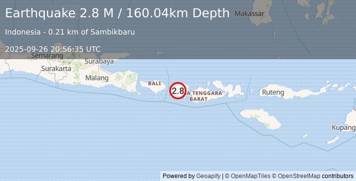 Earthquake Sumbawa Region, Indonesia (2.8 M) (2025-09-26 20:56:35 UTC)