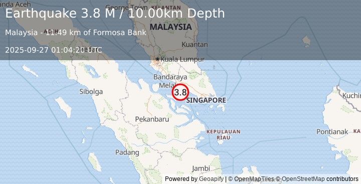 Earthquake Northern Sumatra, Indonesia (3.3 M) (2025-09-27 01:04:21 UTC)