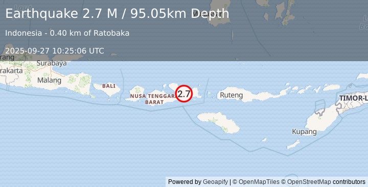 Earthquake Sumbawa Region, Indonesia (2.7 M) (2025-09-27 10:25:05 UTC)