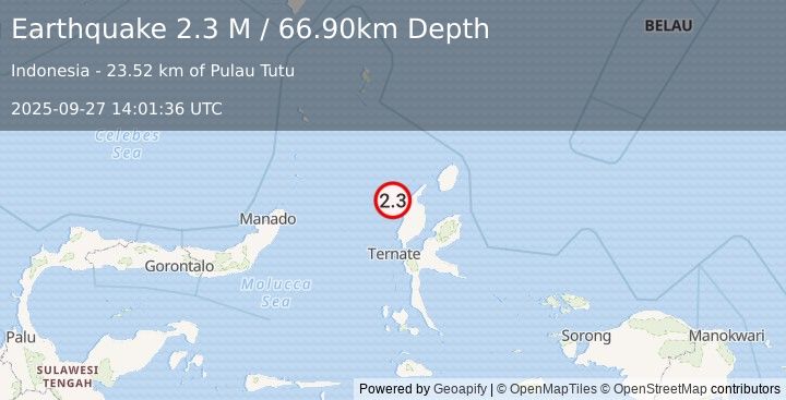 Earthquake Halmahera, Indonesia (2.3 M) (2025-09-27 14:01:36 UTC)