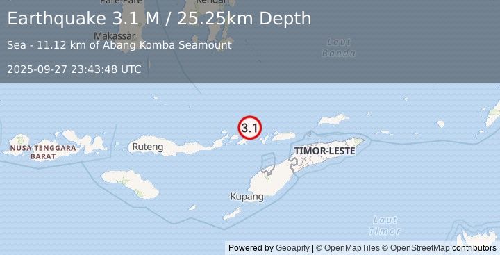 Earthquake Flores Region, Indonesia (3.1 M) (2025-09-27 23:43:48 UTC)