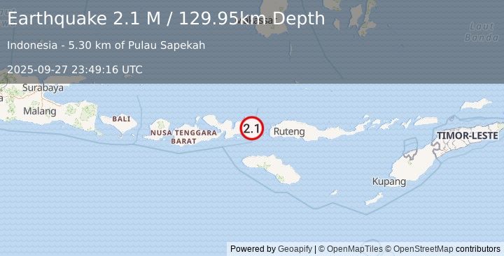 Earthquake Flores Region, Indonesia (2.1 M) (2025-09-27 23:49:16 UTC)