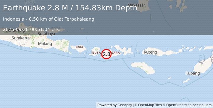 Earthquake Sumbawa Region, Indonesia (2.8 M) (2025-09-28 00:51:04 UTC)