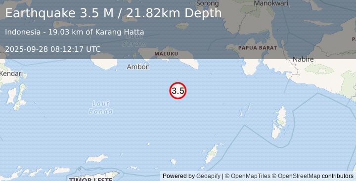 Earthquake Banda Sea (3.5 M) (2025-09-28 08:12:16 UTC)