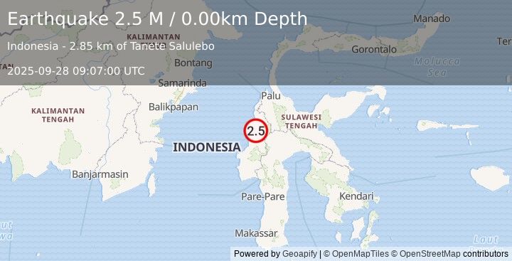 Earthquake Sulawesi, Indonesia (2.5 M) (2025-09-28 09:07:00 UTC)