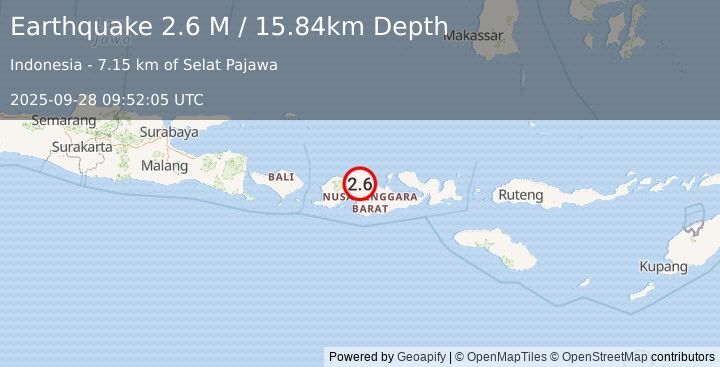 Earthquake Sumbawa Region, Indonesia (2.6 M) (2025-09-28 09:52:05 UTC)