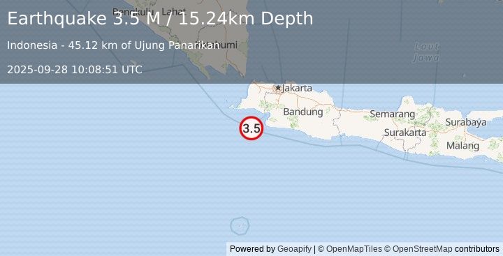 Earthquake Java, Indonesia (3.5 M) (2025-09-28 10:08:50 UTC)