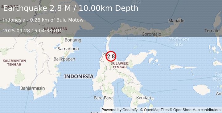 Earthquake Sulawesi, Indonesia (2.8 M) (2025-09-28 15:04:38 UTC)