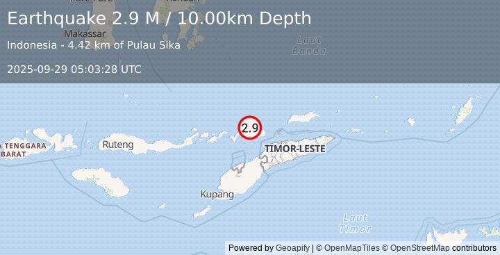 Earthquake Timor Region (2.9 M) (2025-09-29 05:03:28 UTC)