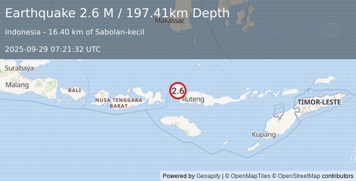 Earthquake Flores Region, Indonesia (2.6 M) (2025-09-29 07:21:36 UTC)