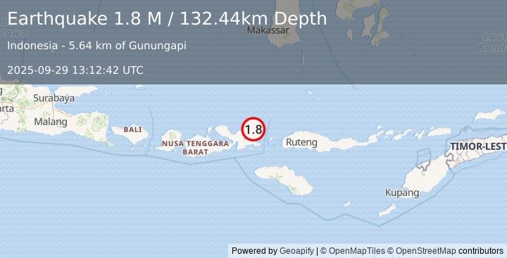 Earthquake Sumbawa Region, Indonesia (2.0 M) (2025-09-29 13:12:43 UTC)