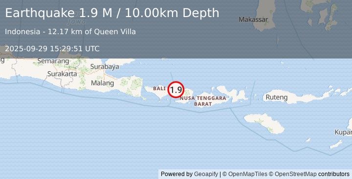 Earthquake Bali Region, Indonesia (1.9 M) (2025-09-29 15:29:51 UTC)