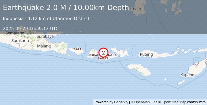 Earthquake Sumbawa Region, Indonesia (2.0 M) (2025-09-29 16:59:13 UTC)