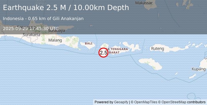 Earthquake Sumbawa Region, Indonesia (2.5 M) (2025-09-29 17:45:30 UTC)