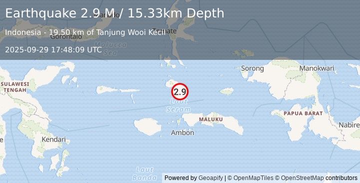 Earthquake Halmahera, Indonesia (2.9 M) (2025-09-29 17:48:09 UTC)