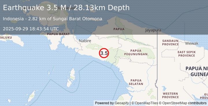 Earthquake West Papua Region, Indonesia (3.5 M) (2025-09-29 18:43:54 UTC)